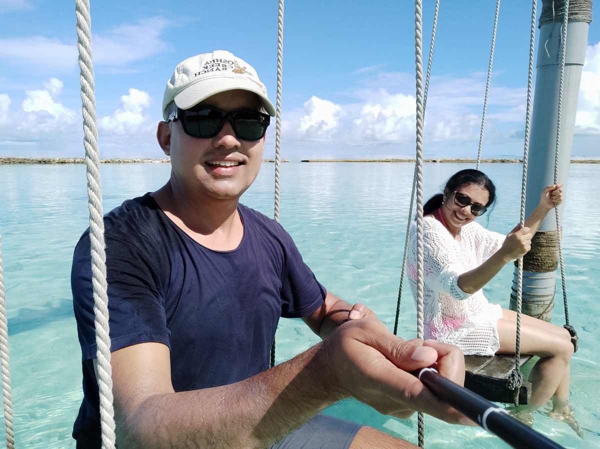 In the middle of waters at Maldives